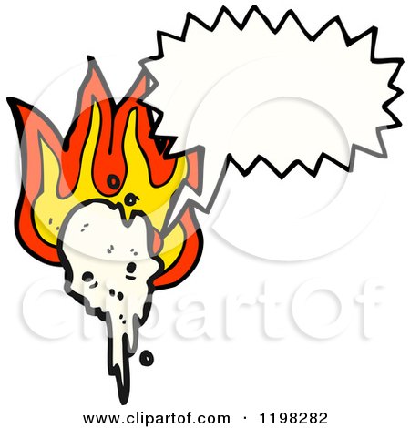 Cartoon of a Flaming Skull Speaking - Royalty Free Vector Illustration by lineartestpilot