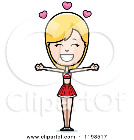 Cartoon of a Loving Blond Cheerleader Wanting a Hug - Royalty Free Vector Clipart by Cory Thoman