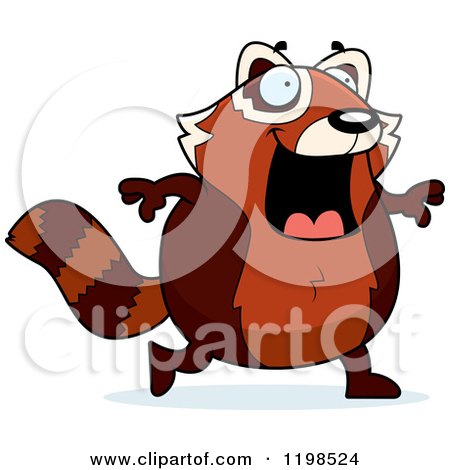 Cartoon of a Happy Red Panda Walking - Royalty Free Vector Clipart by Cory Thoman
