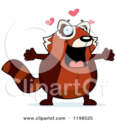 Cartoon of a Loving Red Panda Wanting a Hug - Royalty Free Vector Clipart by Cory Thoman