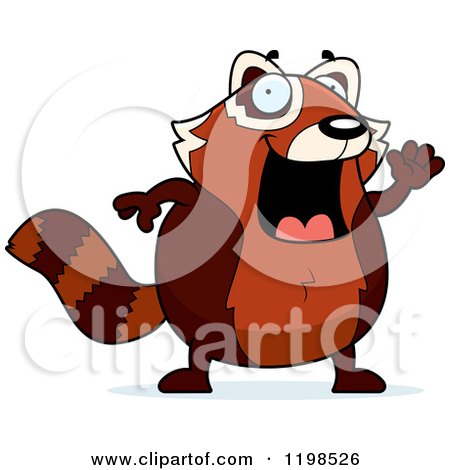 Cartoon of a Happy Waving Red Panda - Royalty Free Vector Clipart by Cory Thoman