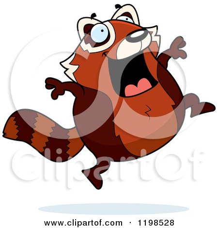 Cartoon of a Happy Leaping Red Panda - Royalty Free Vector Clipart by Cory Thoman
