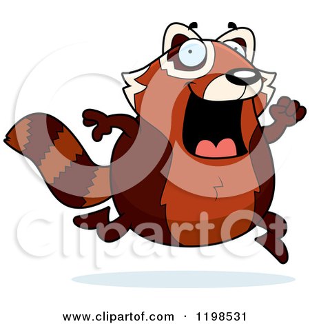 Cartoon of a Happy Red Panda Running - Royalty Free Vector Clipart by Cory Thoman