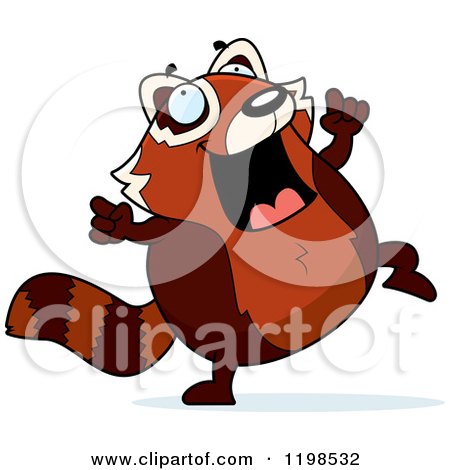 Cartoon of a Red Panda Doing a Happy Dance - Royalty Free Vector Clipart by Cory Thoman