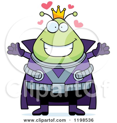 Cartoon of a Loving Chubby Martian Alien King Wanting a Hug - Royalty Free Vector Clipart by Cory Thoman