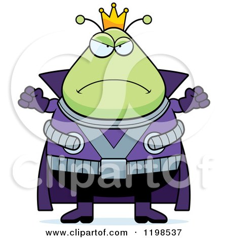 Cartoon of a Mad Chubby Martian Alien King - Royalty Free Vector Clipart by Cory Thoman