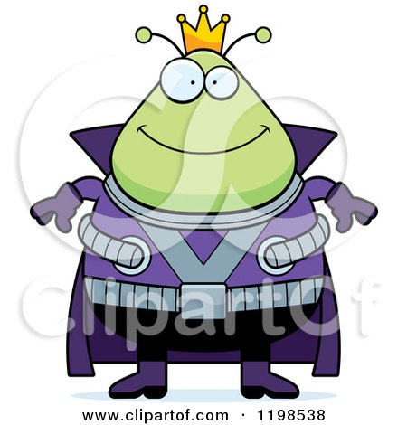 Cartoon of a Happy Smiling Chubby Martian Alien King - Royalty Free Vector Clipart by Cory Thoman