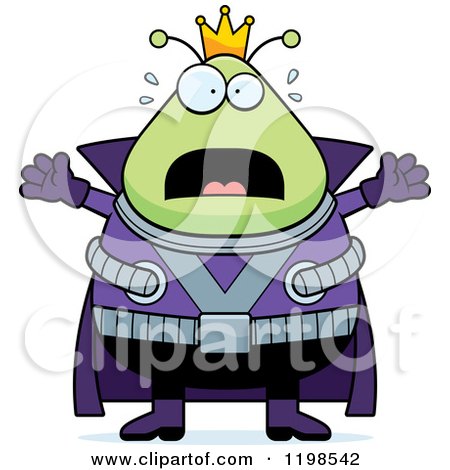 Cartoon of a Scared Chubby Martian Alien King - Royalty Free Vector Clipart by Cory Thoman