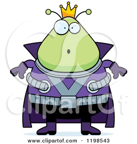 Cartoon of a Surprised Chubby Martian Alien King - Royalty Free Vector Clipart by Cory Thoman
