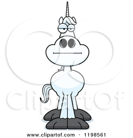 Cartoon of a Bored Unicorn - Royalty Free Vector Clipart by Cory Thoman
