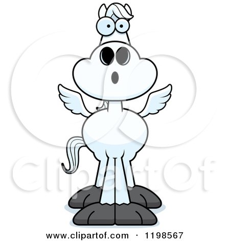 Cartoon of a Surprised Pegasus Horse - Royalty Free Vector Clipart by Cory Thoman