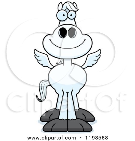 Cartoon of a Happy Smiling Pegasus Horse - Royalty Free Vector Clipart by Cory Thoman