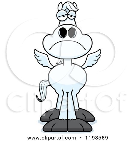 Cartoon of a Depressed Pegasus Horse - Royalty Free Vector Clipart by Cory Thoman