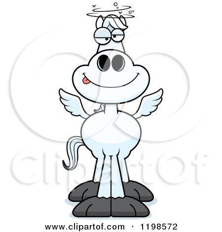 Cartoon of a Drunk Pegasus Horse - Royalty Free Vector Clipart by Cory Thoman
