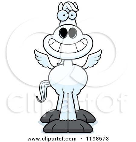 Cartoon of a Grinning Pegasus Horse - Royalty Free Vector Clipart by Cory Thoman