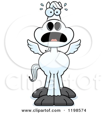 Cartoon of a Scared Pegasus Horse - Royalty Free Vector Clipart by Cory Thoman