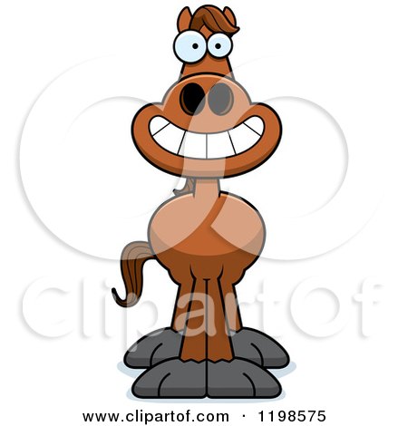 Cartoon of a Grinning Brown Horse - Royalty Free Vector Clipart by Cory Thoman