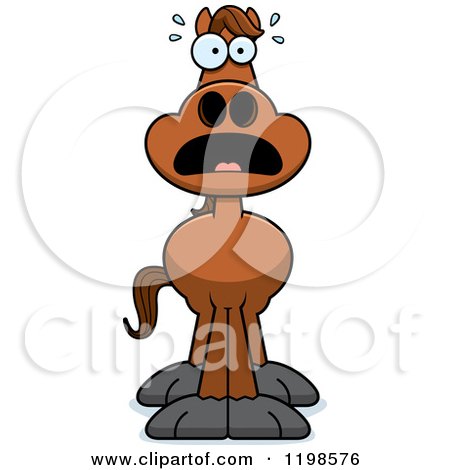 Cartoon of a Scared Brown Horse - Royalty Free Vector Clipart by Cory Thoman