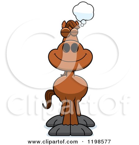 Cartoon of a Dreaming Brown Horse - Royalty Free Vector Clipart by Cory Thoman