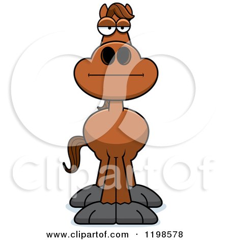 Cartoon of a Bored Brown Horse - Royalty Free Vector Clipart by Cory Thoman