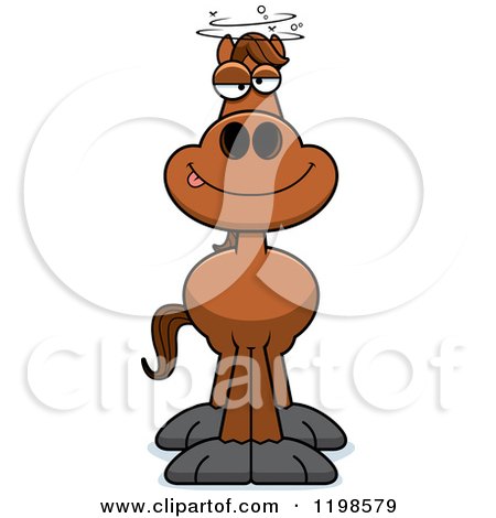 Cartoon of a Drunk Brown Horse - Royalty Free Vector Clipart by Cory Thoman