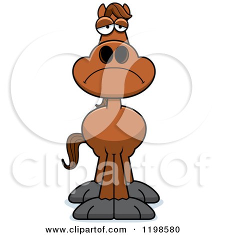 Cartoon of a Depressed Brown Horse - Royalty Free Vector Clipart by Cory Thoman