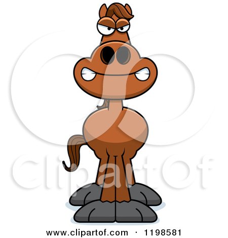 Cartoon of a Mad Brown Horse - Royalty Free Vector Clipart by Cory Thoman