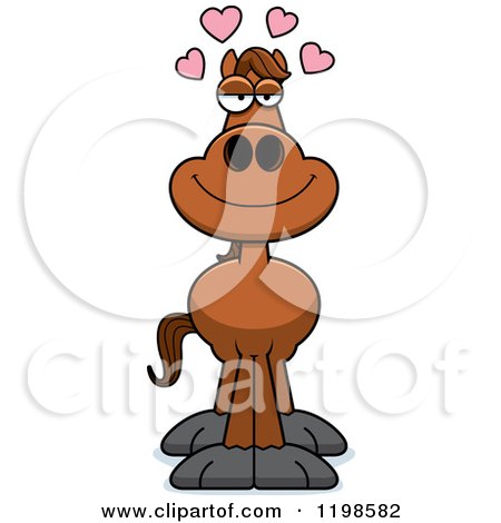 Cartoon of a Loving Brown Horse - Royalty Free Vector Clipart by Cory Thoman