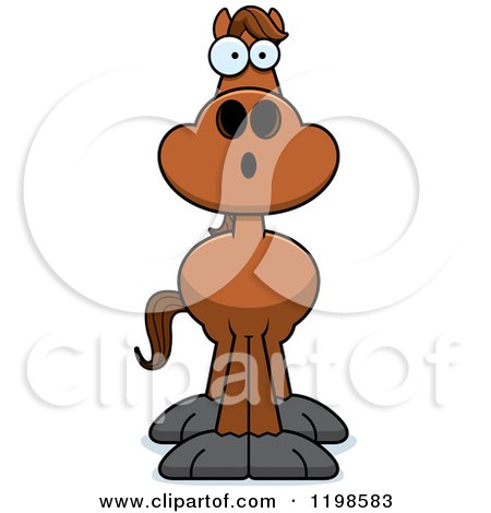 Cartoon of a Surprised Brown Horse - Royalty Free Vector Clipart by Cory Thoman