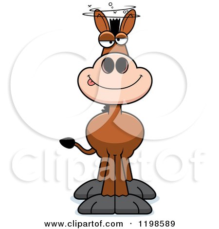 Cartoon of a Drunk Donkey - Royalty Free Vector Clipart by Cory Thoman