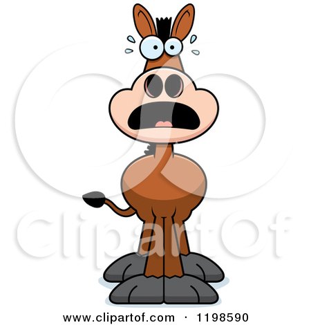 Cartoon of a Scared Donkey - Royalty Free Vector Clipart by Cory Thoman