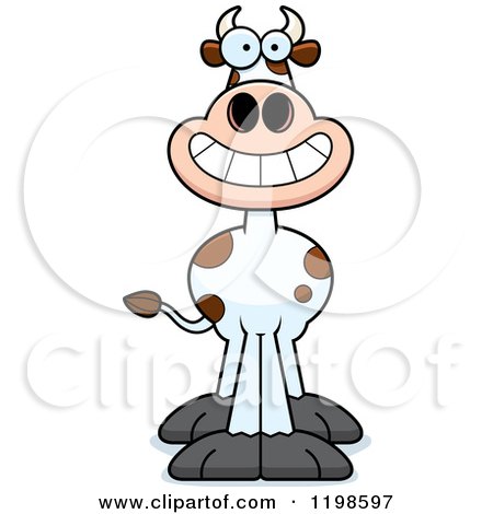Cartoon of a Grinning Spotted Cow - Royalty Free Vector Clipart by Cory Thoman