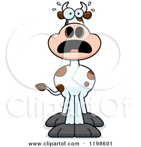 Cartoon of a Scared Spotted Cow - Royalty Free Vector Clipart by Cory Thoman