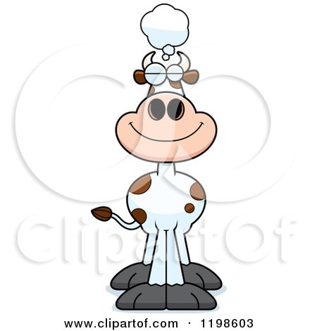 Cartoon of a Dreaming Spotted Cow - Royalty Free Vector Clipart by Cory Thoman