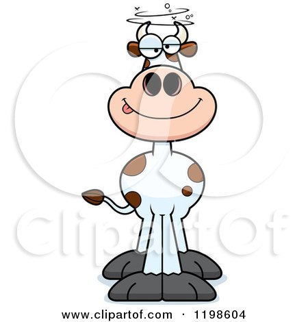 Cartoon of a Drunk Spotted Cow - Royalty Free Vector Clipart by Cory Thoman