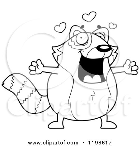 Cartoon of a Black And White Loving Red Panda Wanting a Hug - Royalty Free Vector Clipart by Cory Thoman