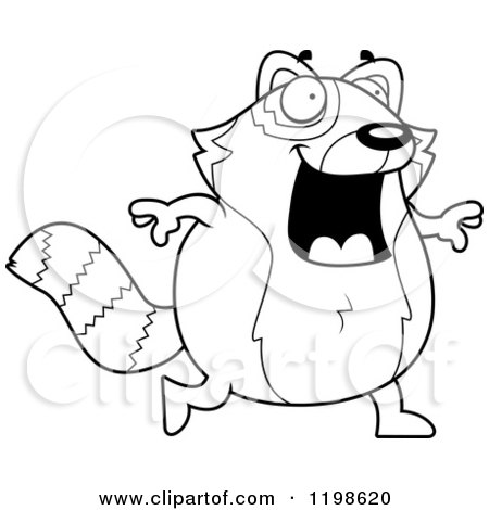 Cartoon of a Black And White Happy Red Panda Walking - Royalty Free Vector Clipart by Cory Thoman