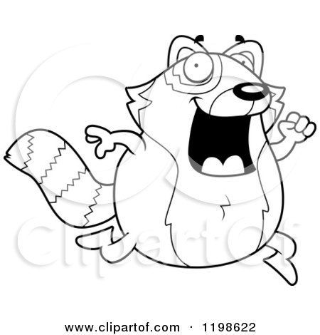 Cartoon of a Black And White Happy Red Panda Running - Royalty Free Vector Clipart by Cory Thoman