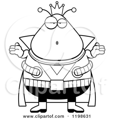 Cartoon of a Black And White Surprised Chubby Martian Alien King - Royalty Free Vector Clipart by Cory Thoman