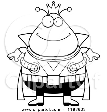 Cartoon of a Black And White Happy Smiling Chubby Martian Alien King - Royalty Free Vector Clipart by Cory Thoman