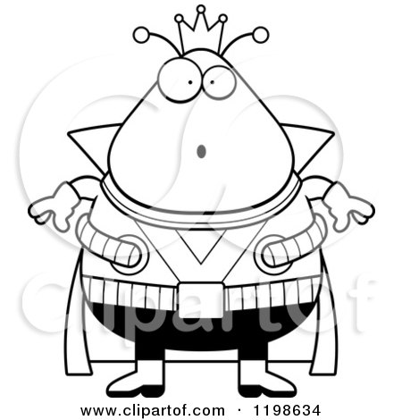 Cartoon of a Black And White Surprised Chubby Martian Alien King - Royalty Free Vector Clipart by Cory Thoman