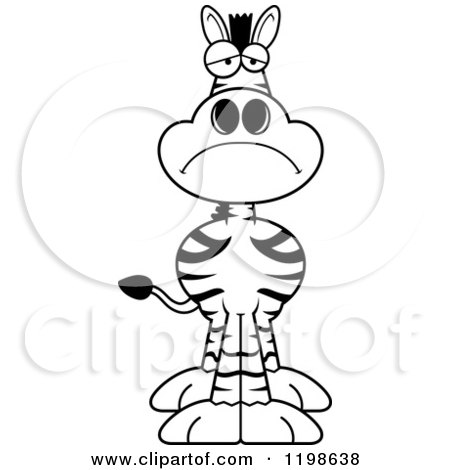 Cartoon of a Black and White Depressed Zebra - Royalty Free Vector Clipart by Cory Thoman