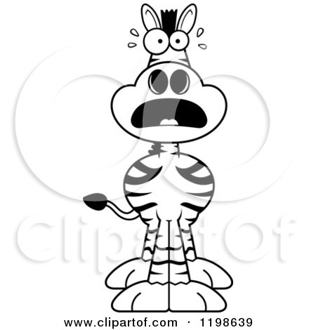 Cartoon of a Black and White Scared Zebra - Royalty Free Vector Clipart by Cory Thoman