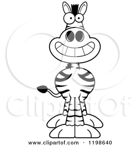 Cartoon of a Black and White Grinning Zebra - Royalty Free Vector Clipart by Cory Thoman