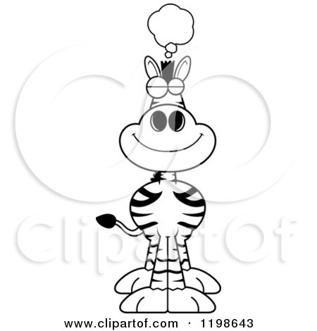 Cartoon of a Black and White Dreaming Zebra - Royalty Free Vector Clipart by Cory Thoman