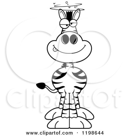 Cartoon of a Black and White Drunk Zebra - Royalty Free Vector Clipart by Cory Thoman