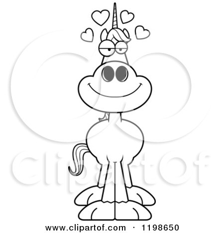 Cartoon of a Black And White Loving Unicorn - Royalty Free Vector Clipart by Cory Thoman