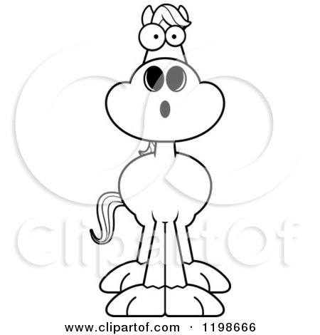 Cartoon of a Black And White Surprised Horse - Royalty Free Vector Clipart by Cory Thoman