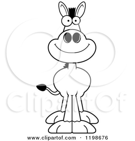 Cartoon of a Black and White Happy Smiling Donkey - Royalty Free Vector Clipart by Cory Thoman