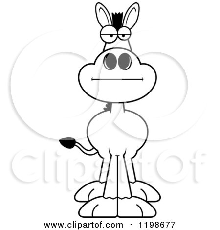 Cartoon of a Black and White Bored Donkey - Royalty Free Vector Clipart by Cory Thoman